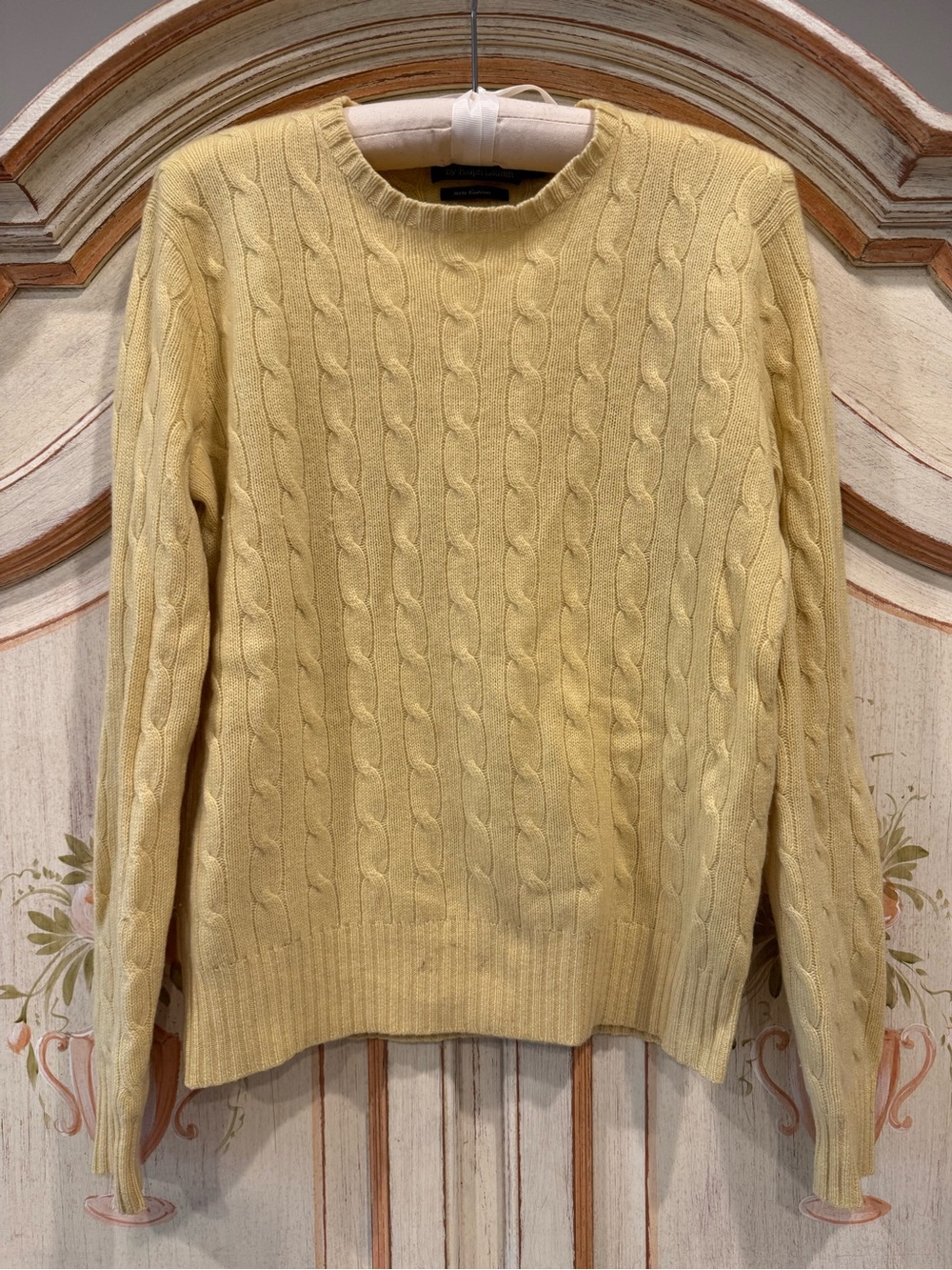 Vintage Polo Ralph Lauren 100% Cashmere Cable Knit Sweater Men’s XS Yellow